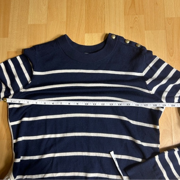 Veronica Beard Ollie Navy and White Striped Merino Wool Sweater - Picture 10 of 11